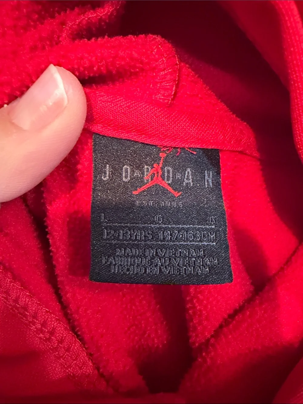 Youth Jordan Red Hoodie with White Jumpman Logo
